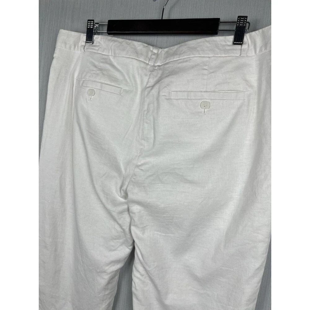 Avery White Linen Ankle Trouser Banana Republic Factory Sz 14 EUC Capsule Resort